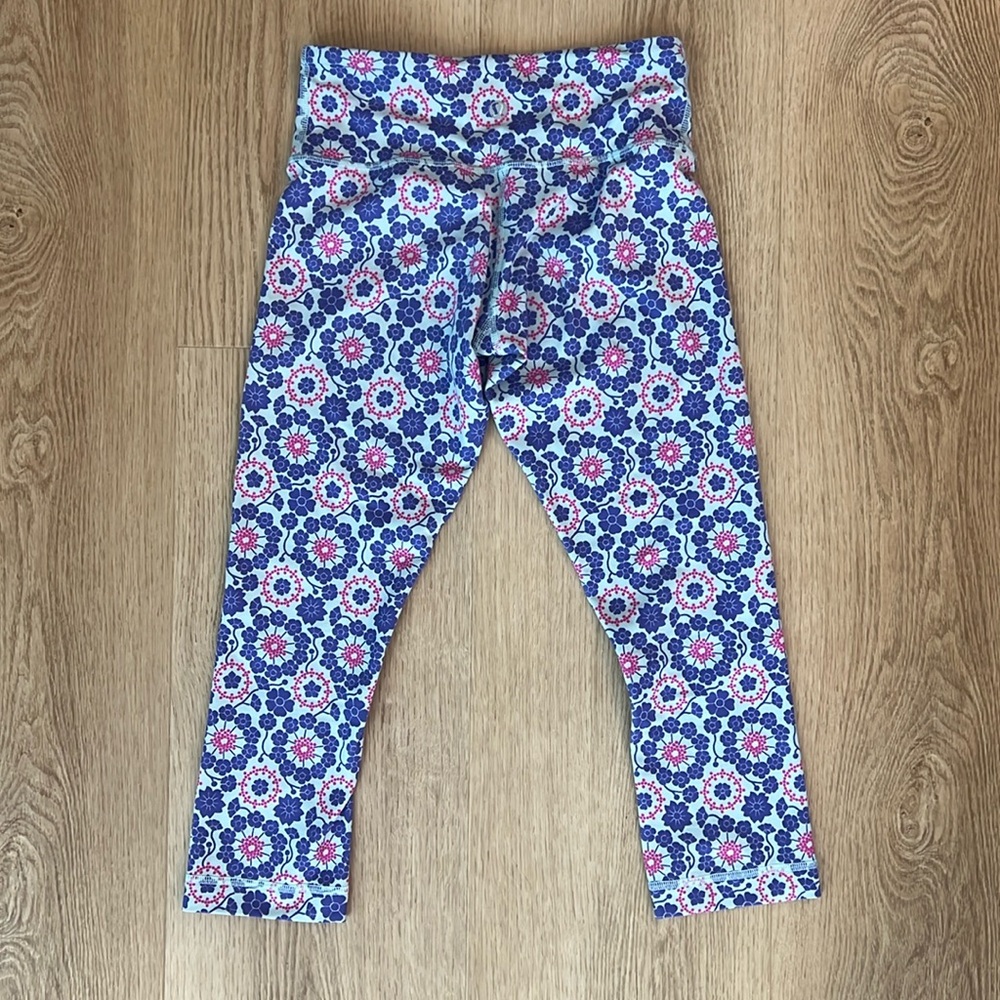 Lululemon Wunder Under Crop Twiggy Printed Power Purple/ Aquamarine 2